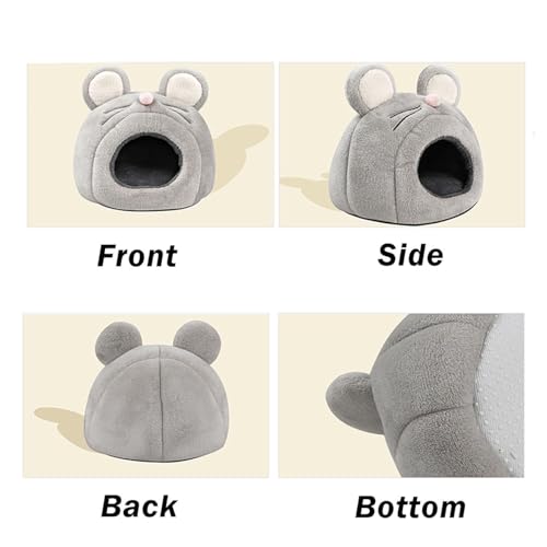 MANON ROSA Hamster Bed Cave Hideout & Heating Pad USD Adjustable Temperature Warm Winter House Pet Cage Accessories for Small Animals Chinchilla Guinea Pig Hedgehogs (Gray Mouse)