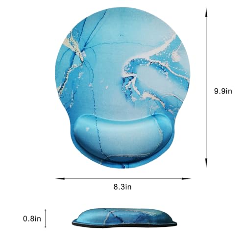 Mouse Pad with Wrist Support, Ergonomic Mouse Pad with Memory Foam Wrist Rest Cushion, Non-Slip Rubber Base Gaming Mice Pad for Home Office Computer Laptop, Green Marble - color: Green marble