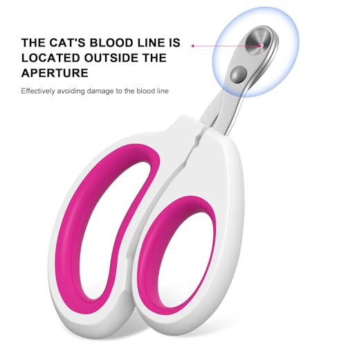 Aogeili Cat Claw Nail Clippers, Beginner Friendly Safety Trimmer, Pet Grooming Essentials Accessories with Stainless Steel Non Slip Handle for Kitten Puppy Rabbit Small Pets - color: pink