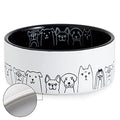 Ceramic Dog Bowls - Non-Slip, 16 Fl Oz Black Bowls with Adorable Dog Patterns (Small) - color: Black Patterned, size: Small-5.5 inch