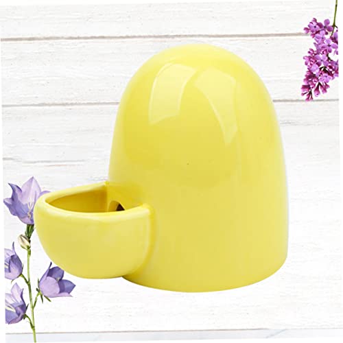 Milisten Small Pet Automatic Feeder and Water Dispenser Bowl 6.76Oz Ceramic Self-Dispensing Hamster Rabbit Drinking Supply for Small Animals - color: Yellow