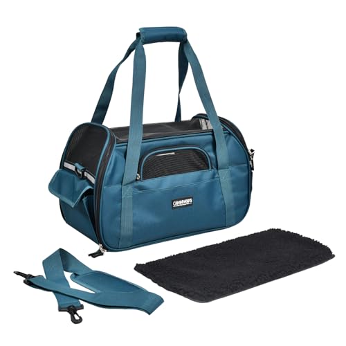 JESPET Soft-Sided Kennel Pet Carrier for Small Dogs, Cats, Puppy, Airline Approved Cat Carriers Dog Carrier Collapsible, Travel Handbag & Car Seat (Teal Blue, 19" L x 10" W x 13" H) - color: Teal Blue, size: 19.0"L x 10.0"W x 13.0"H