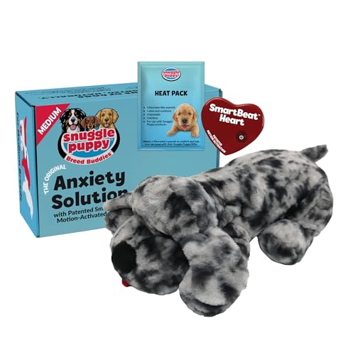 Snuggle Puppy Heartbeat Dog Toy for Puppies, Real-Feel Heartbeat, Calming Sleep Aid and Crate Training Comfort Toy with Heat Pack, Medium Breed Buddies Blue Merle (Australian Shepherd, Aussie) - color: Merle