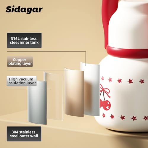 22 oz Leakproof Insulated Water Bottle with Handle Dual Lid Cherry | 316L Stainless Steel | Dual Drinking Options | BPA-Free | Steel | Cold 24H & Hot 12H | Wide Mouth Design | Easy Cleaning - color: White