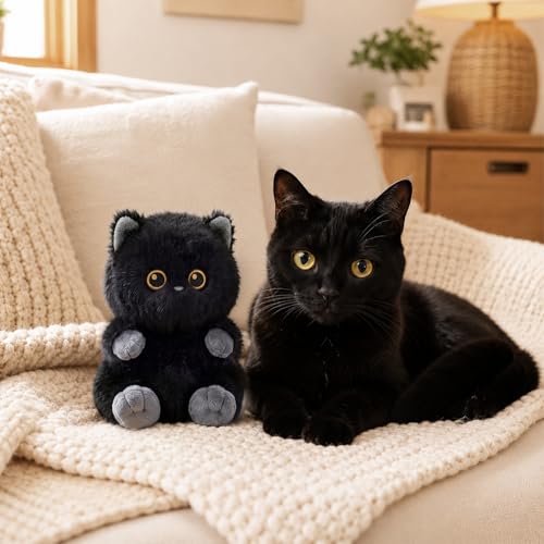 PEACH CAT Black Cat Stuffed Animal Cute Plush Keychain for Backpack Small Plush Pendant Toys Bag Charms Gifts for Kids & Adults - style: Black Cat