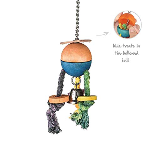 Crazy Legs- Natural Wood & Rope Dangling Interactive Treat Foraging Cage Accessory Toy - Sugar Gliders, Ferrets, Parrots, Squirrels, Marmosets, Degus, Hamsters, Rats & Other Small Pets… (1 Pack)