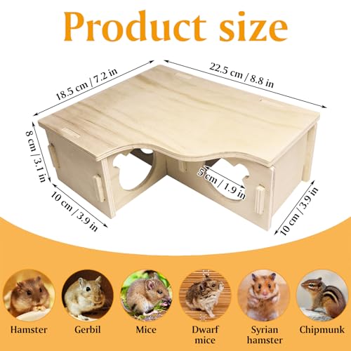 Hamiledyi Natural Wooden Hamster Maze - Multi-Chamber Detachable Small Animal Habitat with Exploring Tunnels, Enrichment Activity Toys for Dwarf Hamsters, Gerbils, Mice, Rats, Lemmings(Style B