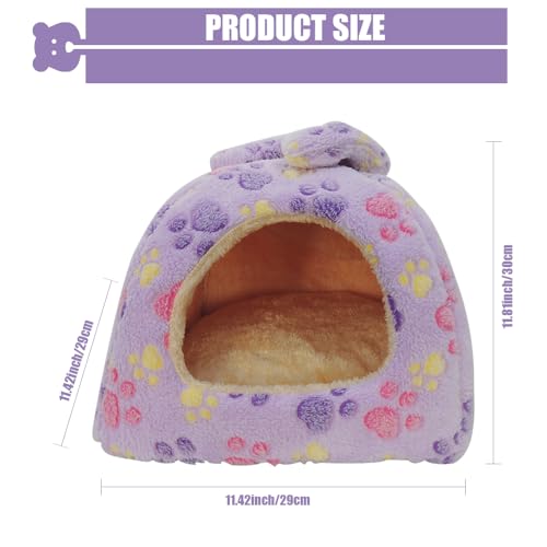 Small Animal Pet Bed, Sleeping House Habitat Nest for Guinea Pig Hamster Hedgehog Rat Chinchilla Hideout Bedding Snuggle Sack Cuddle Cup Cage Accessories with Removable Washable Mat (Purple) - color: Purple