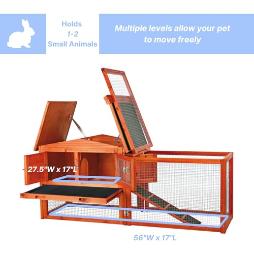 TRIXIE natura Outdoor Rabbit Hutch with Run - Small Elevated Rabbit Cage with Non-Slip Ramp - Small Animal House with Large Playpen, Hinged Roof & Pull-Out Tray - in Natural - style: Extra-Small Rabbit Hutch