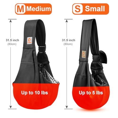 Tomkas Dog Sling Carrier for Small Dogs Puppy Carrier for Small Dogs (Black, for Pets Weight 2-7 lbs) - color: Black
