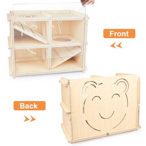 Hamster Toy Adventure Box,Multi Chamber Viewable Hamster House with Tunnel Meets The Nature of All Kinds and Sizes of Hamsters Rats Small pet Rodents(S)