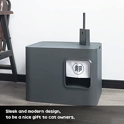 Cat Litter Scooper with Caddy and Holder, with Container to Store, Durable ABS Material and Cute Design - 85 Matte Dark Grey - color: S-Grey