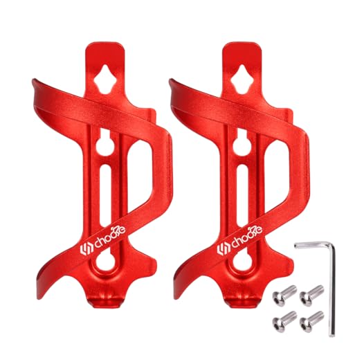 Chooee Bike Water Bottle Holder Aluminum, Bicycle Water Bottle Cage for Road Bikes Mountain Bikes Red 2-Pack - color: Red