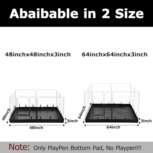 PJYuCien Square Playpen Bottom Pad for 24'' Width 8 Panel Pen, Black | Protect Floor, Easy to Move and Clean, Perfect for Puppy, Duck, and Other Small Animals, Hook Connect - style: 8-Panels 24.0"W
