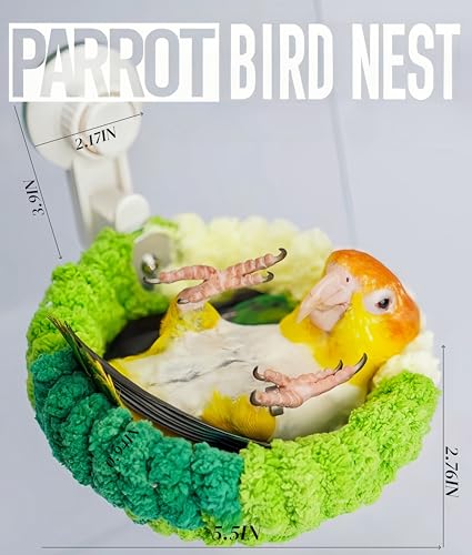 Warm Bird Nest Bed with Suction Cup Bird Snuggle Hut Breeding Bird House Plush Hanging Bird Bed for Parakeet, Conure, Budgie, Cockatiel, Lovebird, Finch, Hamster-Green - color: Green with Suction Cup