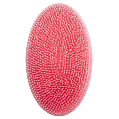 DNC Exfoliating Silicone Body Scrubber Shower Bath Body Brush Easy to Clean, Lathers Well, Eco Friendly (Pink) - color: Pink
