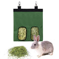Rabbit Hay Feeder Bag Hanging Hay Rack (Green, 2 Windows) | Guinea Pigs Manger Holder Dispenser Small Animal Feeder Storage Pouch for Bunny Chinchilla Hamster - color: Green