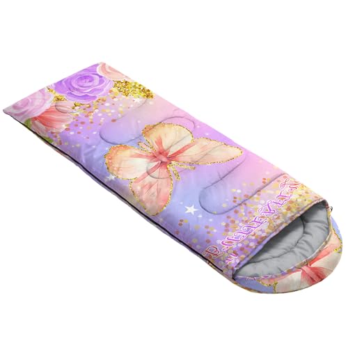 HOSIMA Dear Hunting Pattern Cold Weather Sleeping Bags for Kids Adults. | Black Light Weight Waterproof Sleeping Bags for Outdoors Hiking - color: Light purple