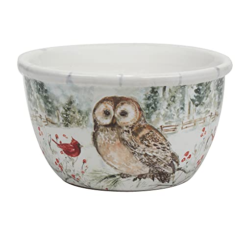 Winter’s Walk Set of 4 Ceramic Ice Cream Bowls – Perfect for ice cream, fruit, or snacks, these nature-inspired bowls feature forest animals in a tranquil snowy landscape 5.25"
