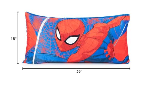 Jay Franco Spiderman Body Pillow Cover - Plush Bed Pillow Cover Measures 36 x 18 Inches, with Sherpa Backing - Kids Super Soft Bedding - color: Red - Spiderman