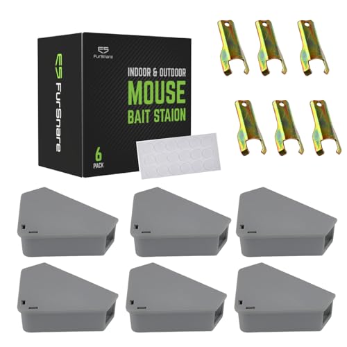 Furnsnare Mouse Bait Station (6 Pack) - Bait Boxes for Mice and Rats with Lockable Keys - Weatherproof Outdoor Mouse Bait Stations- Safe for Kids & Pets - size: 6 Pack