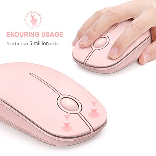 VssoPlor Wireless Mouse, 2.4G Slim Computer Laptop Mouse, Pure Pink | Portable Mouse, Plug & Play USB Nano Receiver, Quiet Silent Optical Mice for Notebook, PC, Laptop, Computer, Windows, Mac - color: Pink