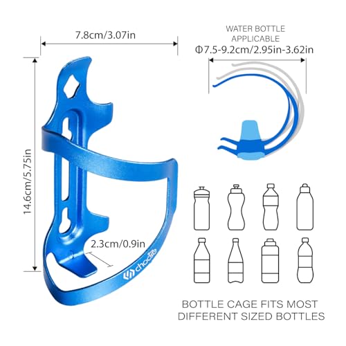 Chooee Bike Water Bottle Holder Aluminum, Bicycle Water Bottle Cage for Road Bikes Mountain Bikes Blue 2-Pack - color: Blue