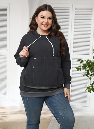 Pet Cat Dog Pouch Hoodie Small Animal Carrier – Kitten Puppy Pouch Sweatshirt Holder Fleece Unisex Hoodies Dark Grey - color: Dark Grey, size: Small