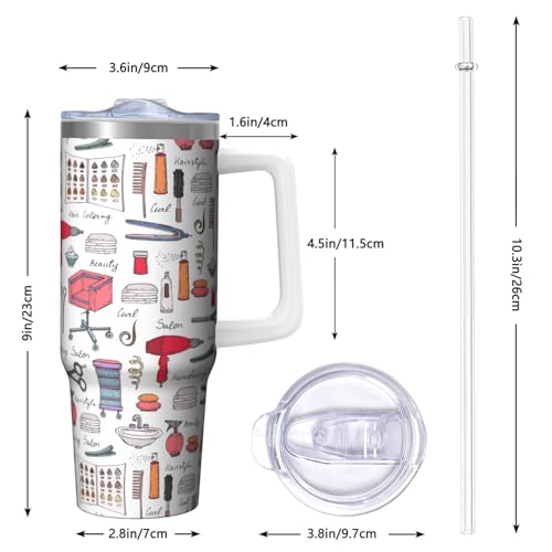30oz Hair Stylist Stainless Steel Tumbler with Handle and Straw,Hairstylist Mug Cup Water Bottle with Lid,Hairdresser Cosmetology Salon Owner Beautician Gifts - color: Hair