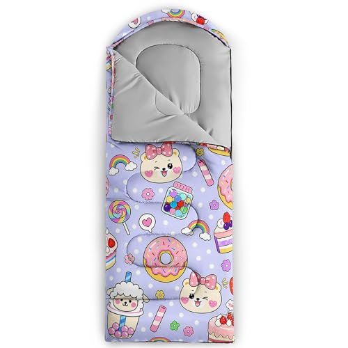 QOOMO Camping Sleeping Bags,3 Season Warm & Cool Weather,Lightweight,Waterproof Sleeping Bags for Adults & Kids,Traveling,and Outdoors,Camping Gear Equipment - color: Kawaii Bear 4
