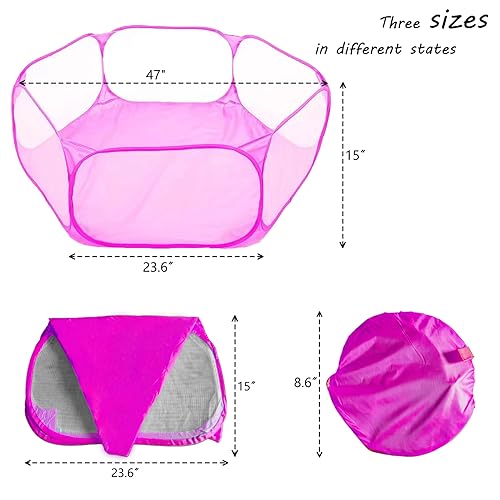 Small Animals Playpen, Portable Pop-up Open Interactive Pet Tent, Indoor Outdoor Fence for Rabbits, Guinea Pig, Hamster, Chinchillas, Kittens, Puppies - color: Pink