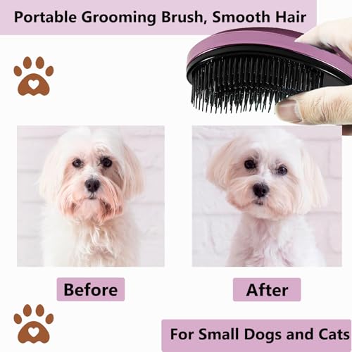 Puppy Brush, Soft Dog Brush for Grooming, Puppy Hair Remover Brush Comb, Grooming Tool for Poodles,Teddy, Yorkies, Maltese, Shih Tzu, Chihuahua, Rose Purple - color: Rose purple
