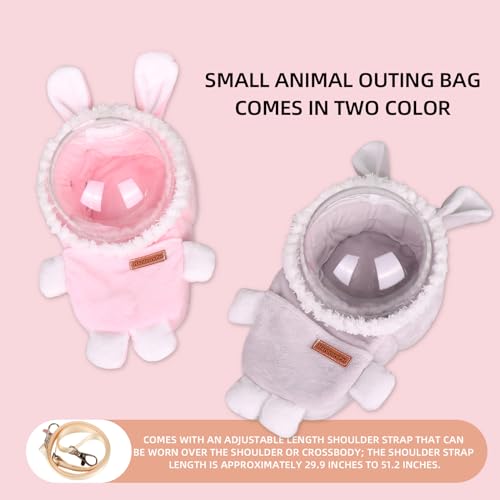Sugar Glider Bonding Pouch Bonding Pouch Carry for Rat Syrian Hamster Hedgehog Small Pocket Pets, Gerbil Travel Bag Cute Bunny-Shaped Outing Bag with Large Transparent Window（Pink） - color: Pink