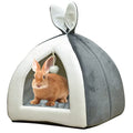 Fhiny Rabbit Bed Cave Cozy Guinea Pig Hideout Cute Bunny Bed Large House Winter Nest Dwarf Rabbit Cage Accessories for Chinchilla Ferret Hedgehog or Other Small Animals - color: Grey