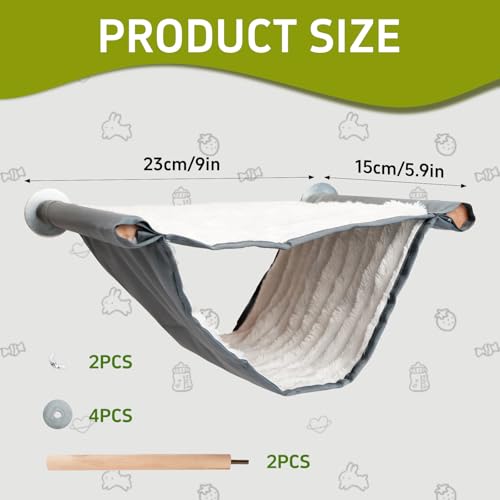 Zoyiancy Guinea Pig Bed and Hanging Hammock, Double Layer Bed for Small Pet | Detachable Fabric Cover, Wooden Frame Double-Layer Structure, Gray, Fits Guinea Pigs, Hamsters, Rats, Ferrets,Small Parrots