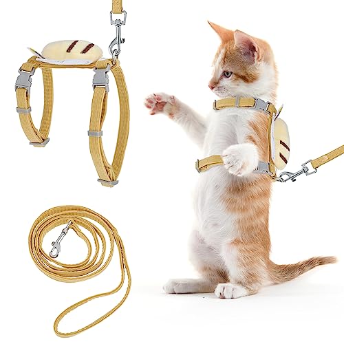 TIESOME Cat Harness and Leash Set, Adjustable Gradient Kitten Harness | Escape Proof Harness with Leash for Kitty Outdoor Walking - color: Vanilla Yellow
