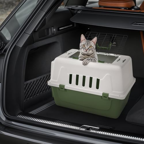Magshion 22 Inch Hard-Sided Dog Cat Carrier, Green | Top and Front Door Access, Plastic Dog Kennel for Longer Traveling, Durable Handle and 4 Sides Ventilation, For Pet Up 26 lbs - size: 22.0"L x 14.5"W x 15.0"H