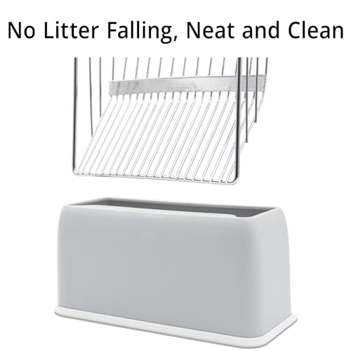 UFECODO Fast Sifting Cat Litter Scoop with Holder Stand, 2 Widths of Slots Stainless Steel Poop Scooper with Ergonomic Wood Handle, Heavy Duty and Easy Clean - size: 0.2&0.4inch gap