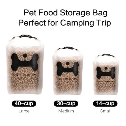 ANVS Silicone Pet Food Storage Bag,40-Cup Dog Food Travel Bag with 2PCS Collapsible Bowls, Perfect for Camping Trip, Dog Boarding, Weekend Getaways and Travel
