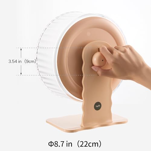 Silent Hamster Wheel 8.7 Inch Dual-Bearings Quiet Running Exercise Wheels with Wood Grain Backboard, Height Adjustable for Dwarf Hamsters, Gerbils, Mice, Hedgehog, Lemmings, Warm Brown - color: Warm Brown, size: 8.7inch