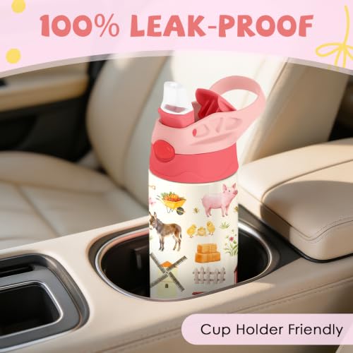 Farm 12 oz Water Bottle with Straw – Stainless Steel Vacuum Insulated Cup, Leakproof Pop-Up Spout, Reusable Travel Mug for Outdoor Sports - color: Farm1
