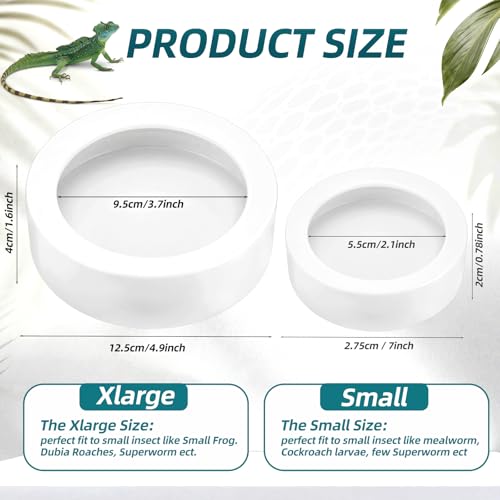 4 Pcs Reptile Bowl Food Dish Reptile Water Food Feeding Dish Ceramic Worm Pet Bowl Anti Escape Feeder for Lizard Anoles Chameleon Bearded Dragon Hermit Crab (4.92 Inch) - size: 4.92 Inch