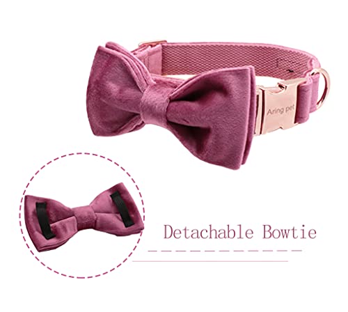ARING PET Bowtie Dog Collar-Velvet Dog Collars with Removable Bowtie, Cute & Comfortable Dog Collar. - color: B-Rose Red, size: X-Small (Pack of 1)