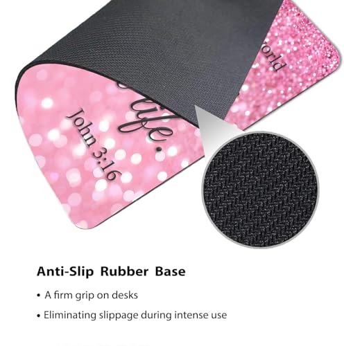 for God So Loved the World Mouse Pad, Sparkle Pink Glitter Desk Mat | 9.5"x 7.9", John 3:16 Christian Bible Verse, Inspirational Scripture Quote, Cute Smooth & Anti-Slip Mousepad - color: Colorful Design Wknoon-Art 25
