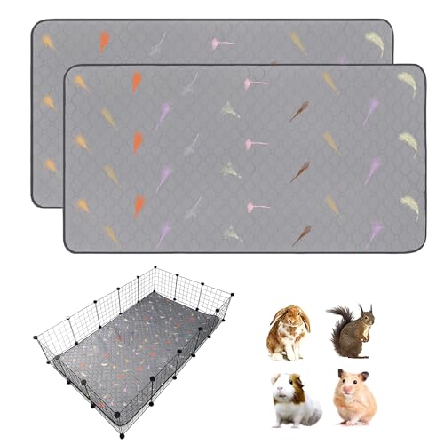 2Pcs Guinea Pig Cage Liners,Guinea Pig Fleece Cage Liners36''X60'' Super Absorbent Washable Pee Pads Reusable for Rabbit Hamster Chinchilla - size: 12 In 3x5(36" x 60") 2Pack