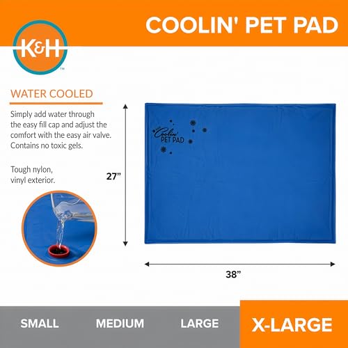 K&H Dog Cooling Mat, Coolin' Pet Pad - X-Large 38x27in Chill Blue | Portable Cooling Mat for Dogs, Travel or in Home, Perfect for Carriers, Crates, Outdoor Houses, Yards, Porches, & Pet Beds - size: XL (27 in x 38 in)