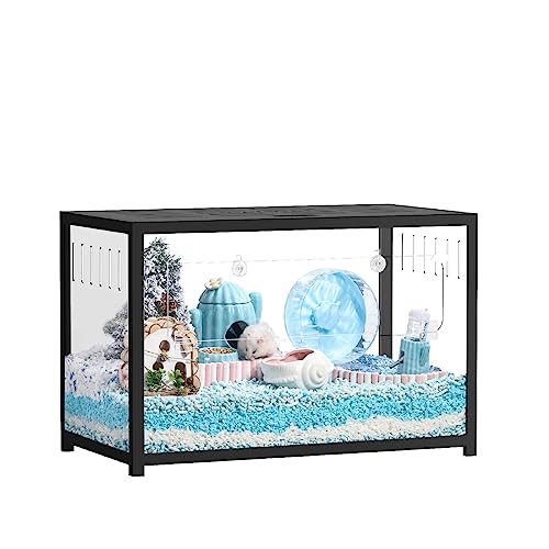 BUCATSTATE Hamster Cage 2.0, Large Hamster Enclosure (31in, Black) | Stackable 3.84 ft² Large Habitats with Deep Beddiing Base, Sturdy Aluminum Frame, Front and Top Access, Easy Assemble - color: Black, size: 31.4"L x 17.6"W x 20.6"H