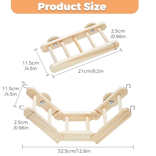 Flexible Wooden Rat Climbing Toys & 30x7inch Rat Climbing Toys, Adjustable Ladder Stairs and Chewable Seagrass Mat for Pet Rats