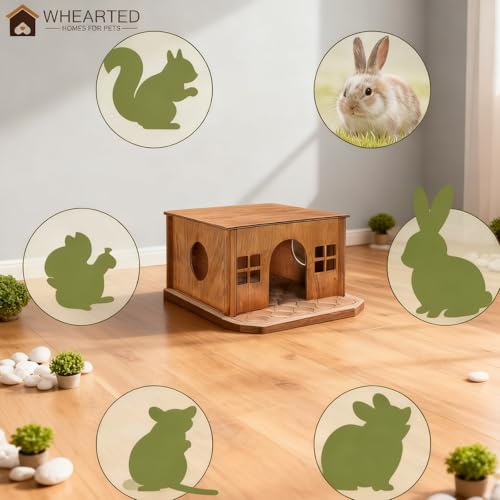 Wooden Guinea Pig Hideout, Small Animal Houses Habitats,Large Hideout House for Small Rabbit Chinchilla Gerbil, Sturdy Hamster Hideout Bed Hutch Bunny Cage - color: Brown Style 1, size: Medium