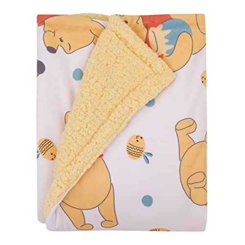 Disney Winnie The Pooh Summertime Fun Yellow, Orange, and White Super Soft Sherpa Baby Blanket - color: Winnie the Pooh - Summertime Fun